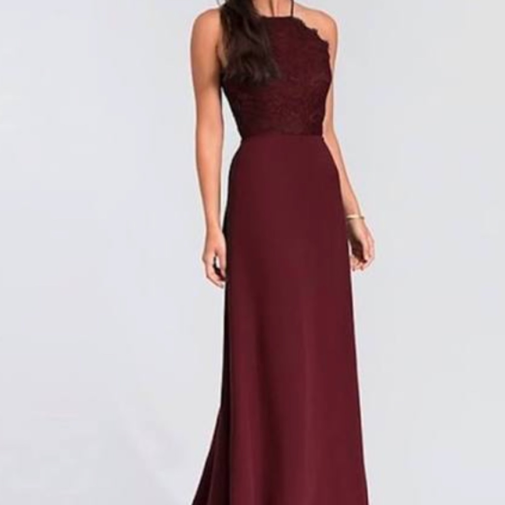 Haley Paige Occasions Lace Halter Gown